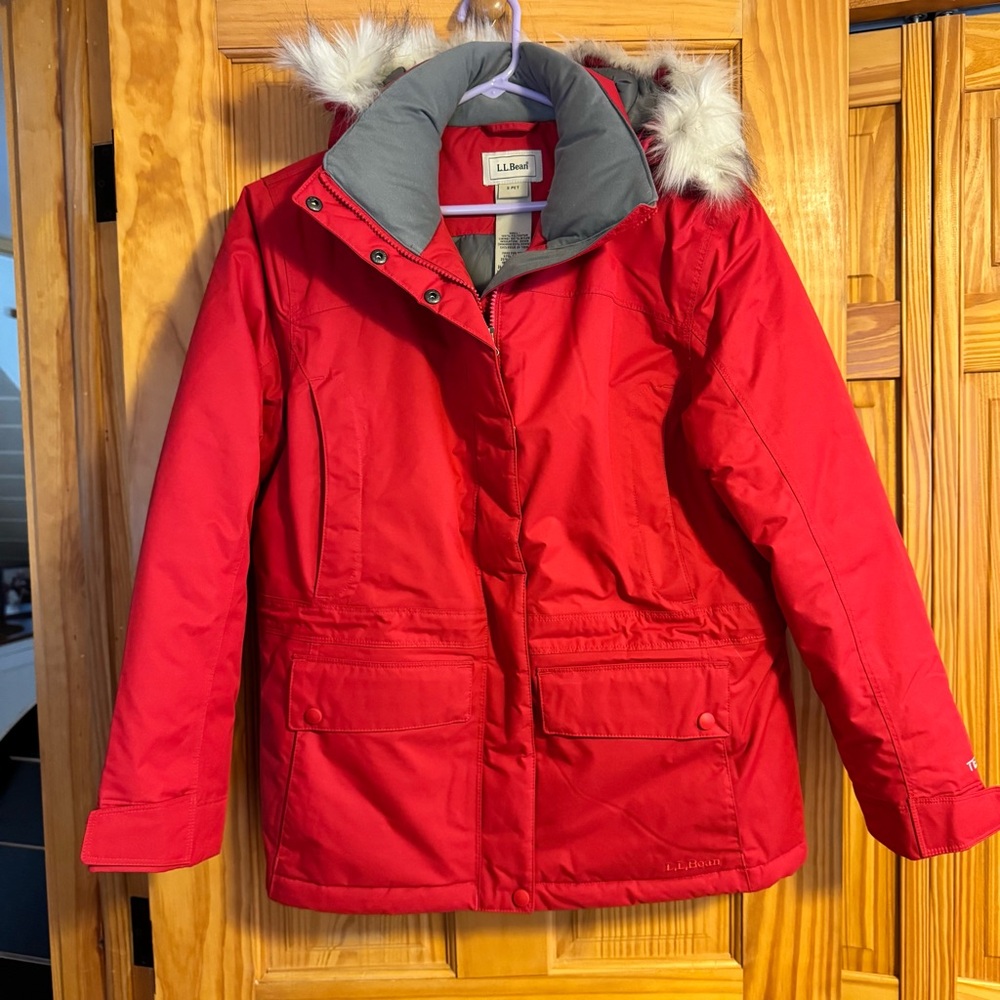 L.L. Bean Red and Gray Parka